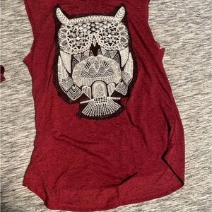 Women's Maroon Owl Graphic Tank Top